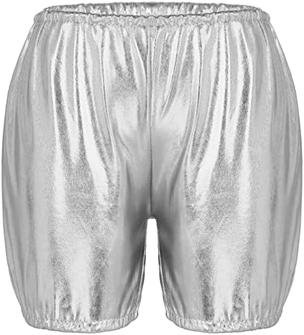 Garotas para crianças vencedoras shorts metálicos calças quentes brilhantes cintura elástica de ioga solta de dança