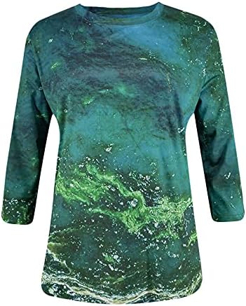 Tops femininos Dertente, Womens Summer Fashion Spring Graphic Impresso 3 4 Mangas Crew Neck Casual Tee Tops