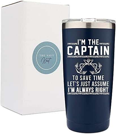 Presente do Capitão Tumbler - Eu sou o capitão e estou sempre com o copo de tampa, presentes para homens, presentes engraçados