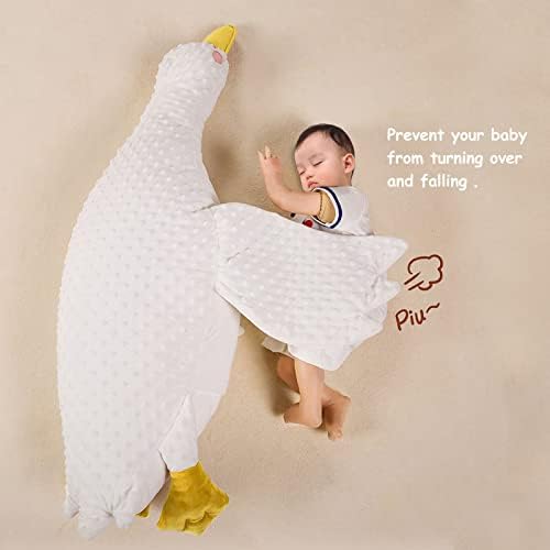 Katieyca fofa branca grande travesseiro de pelúcia de ganso bebê travesseiro de animal de pelúcia de bebê travesseiro calmante para recém -nascidos, crianças ou adultos
