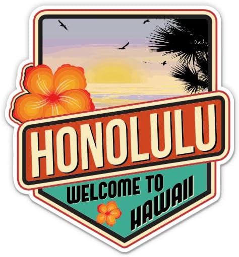 Honolulu Hawaii - adesivo de vinil de 8 - para laptop de carro i -pad - decalque à prova d'água