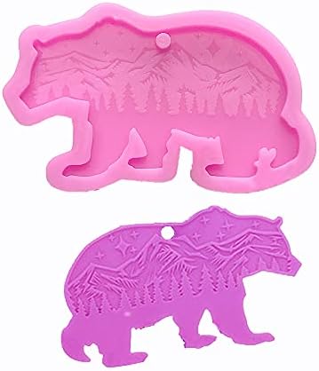 Moldes de silicone de urso florestal brilhante e brilhante para artesanato diy personalizado teclado de urso polímero de argila