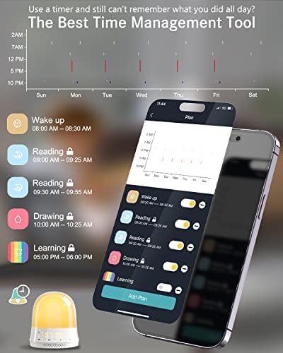 NEWQ Visual Timer for Kids: Timer digital para gerenciamento de tempo, relógio de timer pomodoro com aplicativo para casa, trabalho,