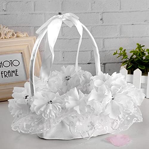 Cesta de casamento branco, decoração de cesta de flores portátil para festa de casamentos em casa frescura e bela