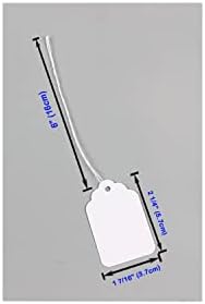 AmLits Organize sua mercadoria com tags de mercadorias brancas - pacote de 500 tags com corda suspensa anexada para facilitar