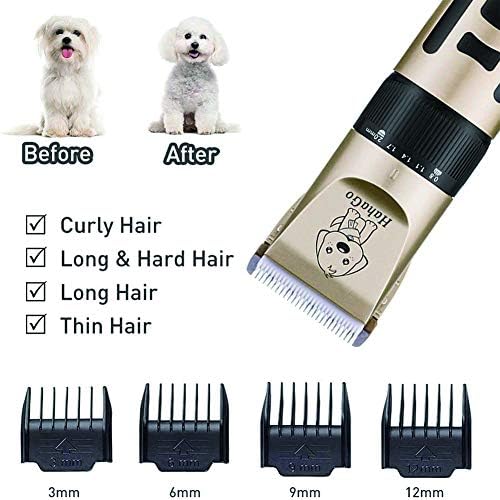 Clipper de cabelos para animais de estimação de beiake com tela LCD, armadilha elétrica sem fio de estimação em casa, adequada para cães, gatos, coelhos, animais de cabelos compridos, ouro