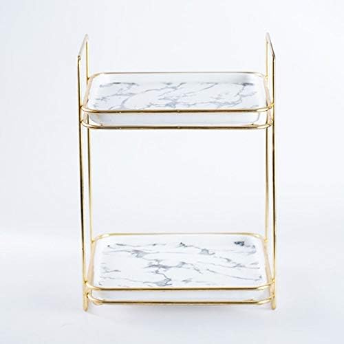 Bolo Stand Gold Plated Wedding Party Bolo Stand Stand, Marmorch Ceramic Stand Stand Bolo de camada dupla Stand para Tea Party Serving Platter