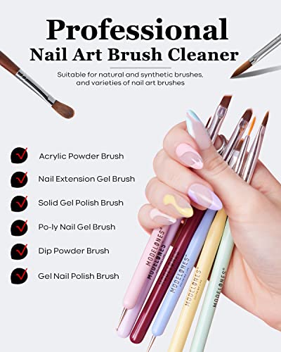 Modelones Professional Nail Art Brush Cleanner para limpeza gel sólido 80ml + 9 cores paleta de manicure em gel sólido + 2* pincéis