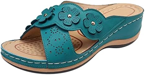 Flippers for Women Women Vintage Cross Aberto do dedo do dedo do dedo do dedo floral Sandálias de cunha de cunha ao ar livre Sapatos de verão