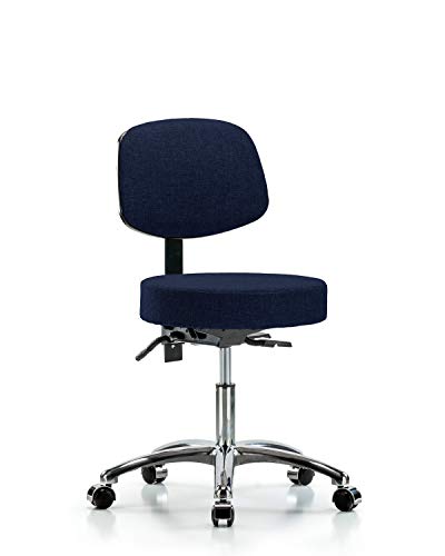 Labtech Seating LT41591 Faixa de tecido de altura da mesa com base cromada traseira, inclinação, rodízios cromados, marinha
