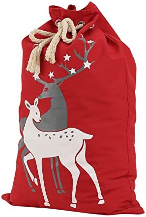 Thovsmoon Christmas Bag Sack Papai Noel com renas de cordão Red Delivery Design Bolsa de presente de Natal apresenta tamanho