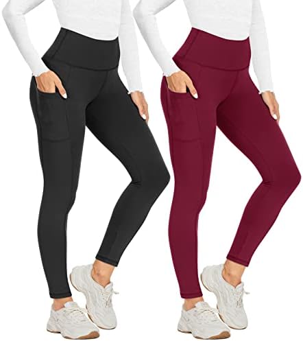 Nexiepoch 2 embalta leggings com bolsos para mulheres, controle de barriga de cintura alta não transparente calças de ioga