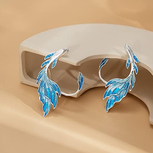 Manguros de orelha de elfo de metal Brincos de fada Brincos de anime azul para mulheres