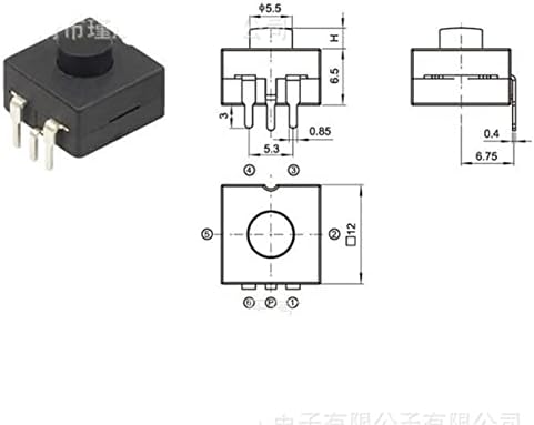 Qisuo Micro Switch 10pcs 12 * 12mm na lanterna desligada Black Micro Switch Micro 3 pés 3 pinos Push push switch