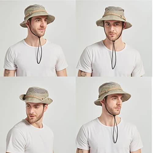 Keepsa Sun Hat for Men, algodão Bordado de verão Proteção ao ar livre do sol A laragem do balde de balde de chapéu dobrável safari boonie…