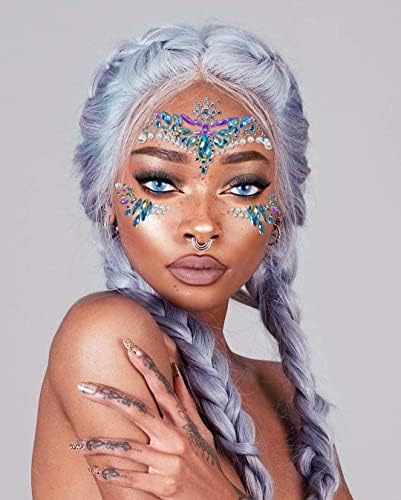 Fyhcy sereia rosto gemas glitter, strass rave festival de rosto jóias, cristais adesivos de rosto para olhos de rosto
