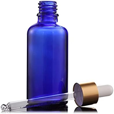 GENIGW 10PCS CAP GOLDEN Blue Glass Bottle Garrand Grootper Pipete Aromaterapia soro/essência básica