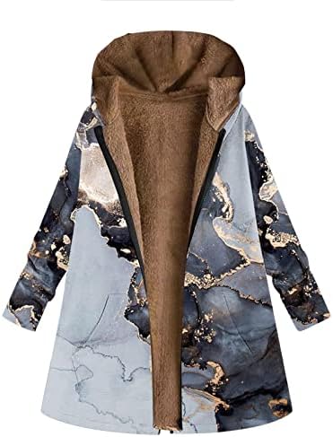 Jaquetas de Trebin para mulheres, Casual Casual Prind com zíper com capuz com capuz de manga comprida com bolsos