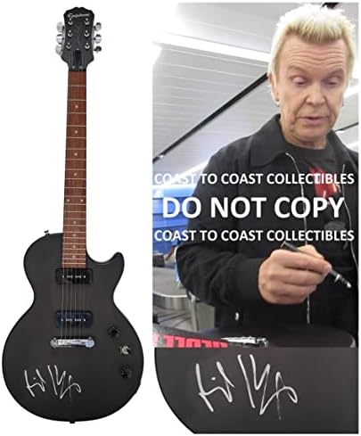Billy Idol assinou Epiphone Les Paul Guitarra Prova Exata Coa Autografado Estrela