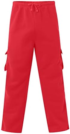 Calça de corredor ymosrh para homens corda masculina afrouxando a cintura calça de bolso de cor sólida