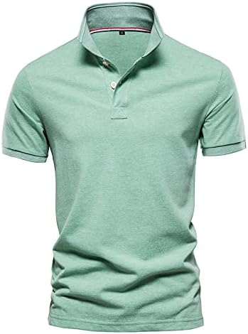 Camisas de pólo de pescoço masculino masculino de manga curta de manga curta camisetas de golfe de algodão sólidas camisetas