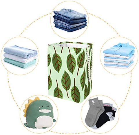 Deyya Cestas de lavanderia impermeabilizada alta folhagem dobrável de folhagem verde padrão impressão para crianças adultas meninos adolescentes meninas em quartos banheiro