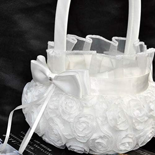 Veemon Flower Girl Cestas para casamentos Conjunto de 2 elegantes cestas de cesto de cesto de cetim- cesto de cesta