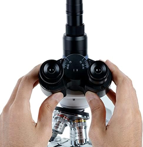 AMSCOPE - 40X -2500X Microscópio de composto de LED trinocular com cabeça de siedentopf + 9,7 Sistema de imagem em tela sensível