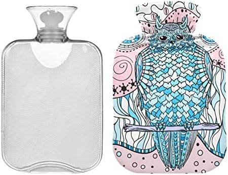 Garrafas de água quente com capa Mandala Owl Saco de água quente para alívio da dor, lesões de cólicas, bolsa de aquecimento