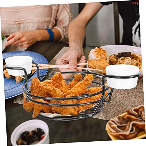 Yard We 1 Set Fried Snack Basket Wire Storage Bestas de frigideira Cesta de metal preto cesta de fritas Basta preta bandeja