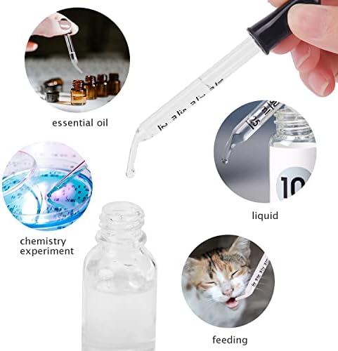 Conta-gotas, gotas de medicamento de vidro para dose e medição 1 ml de capacidade de gota de ponta de capacitação para óleos essenciais, mancha de resina e outros líquidos
