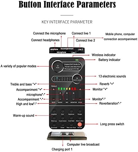 KXDFDC Portátil Múltiplo de áudio Efeito trocador de voz -COMPATIBLE LIVE LIVE MUDANÇA CARTO PHELOL PC Tablet Speaker Dispositivo