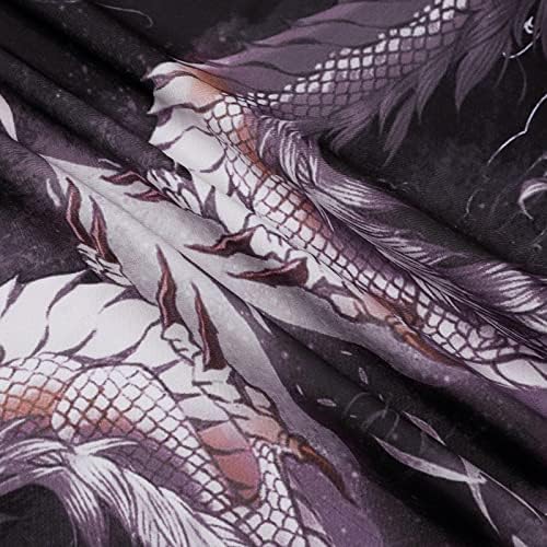 XXBR Cardigan de quimono japonês para masculino, solto aberto de 3/4 de manga 3/4 ukiyoe dragão impressão de dragão