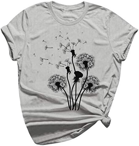 Vifucz Summer Top for Women 2023 Dandelion Print Tee Casual Básico Soft Tshirt LOLH