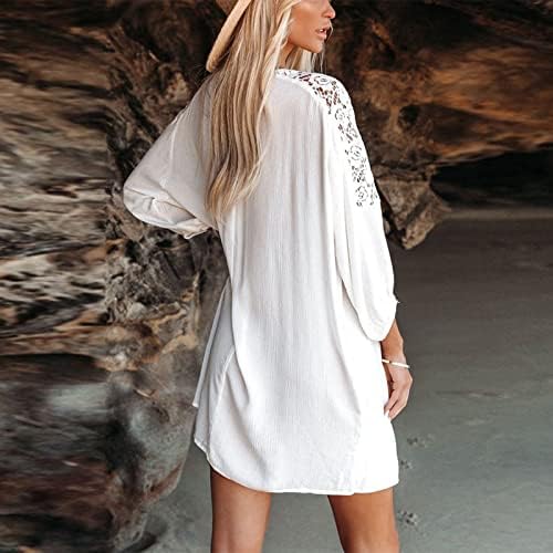 Vestido Fragarn Plus Size Wrap for Women, Moda de verão feminina Vestido de laço de decote em V Beach Beach