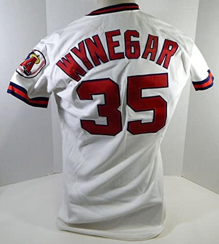 1987 California Angels Butch Wynegar #35 Game usou White Jersey 44 DP22396 - Jogo usou camisas MLB