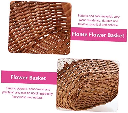 Yard Woven Tito Small Flower Basket Bread Contêiner Recipientes para Presentes Casações Infantil 1pc Casamento Presente de Casamento Caseiro Cesta de vime de vime casca de cesta de flores caseiro de cesto de frutas