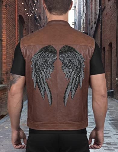 Black Angel Wing Patches 14 ”| Saints & Sinners Guardian Angels Wings Realistic Wings and Feathers | Patch traseiro bordado para homens e mulheres ferro em grande 2pc. Conjunto - por Nixon Thread Co.