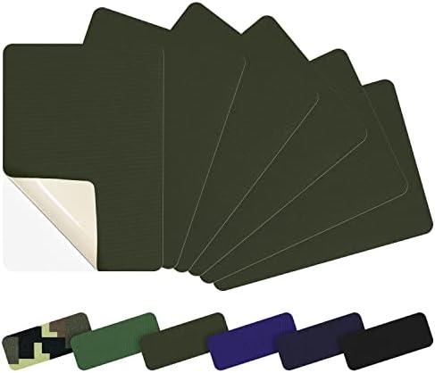Azobur 6 peças Reparo de nylon Patch de nylon auto-adesivo, kit de reparo de equipamentos de acampamento ao ar livre, para jaqueta, barraca, saco de dormir, mochila de reparo à prova d'água （Verde militar)