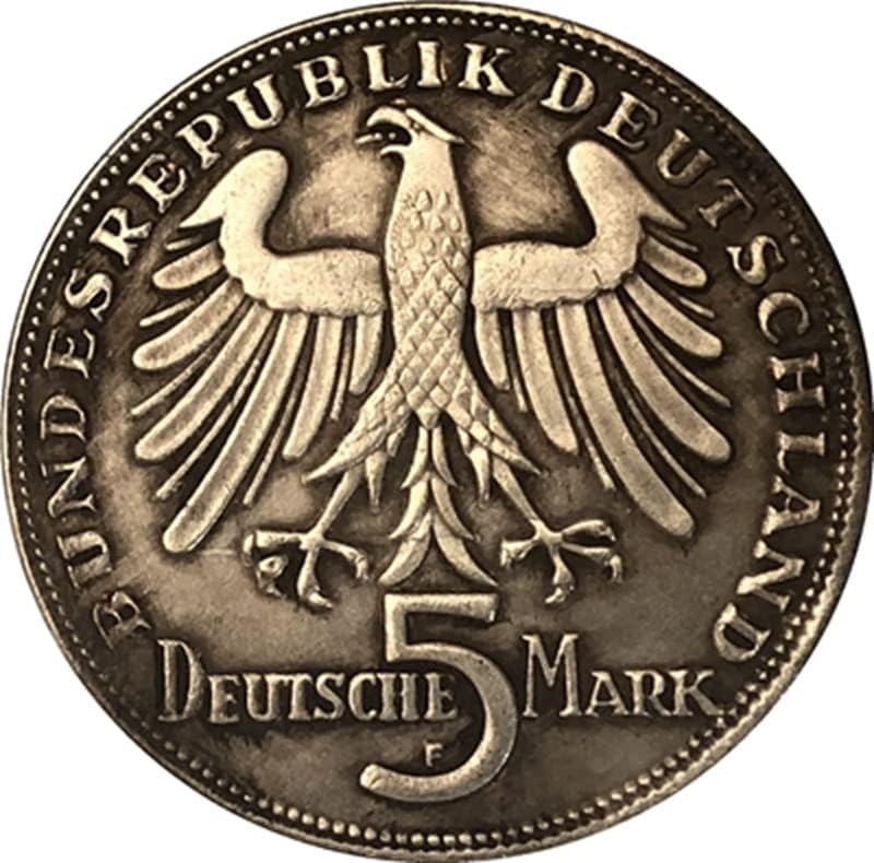 1955 Moedas alemãs 5 marcas de cobre prata banhado as moedas antigas coleção de artesanato pode soprar