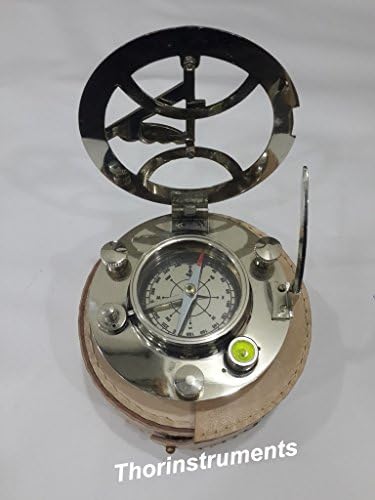 4,5 Náutico oeste de Londres Sundial Compass com artesanato com caixa de couro Rustic Vintage Decor Decor Gifts