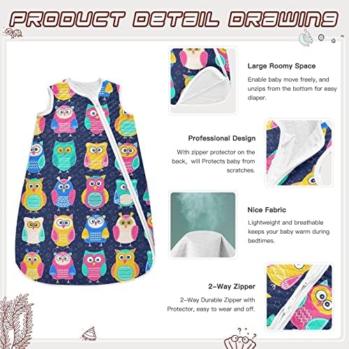 vvfelixl neutro coruja colorida saco de dormir de bebê, cobertor de bebê vestível, saco de sono para crianças, terno