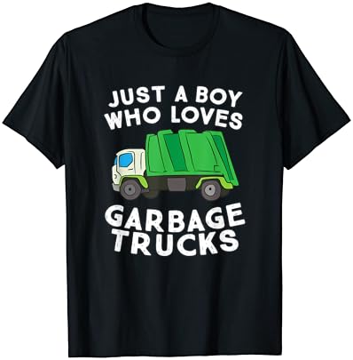 Caminhão de lixo só um garoto que adora camiseta de caminhões de lixo