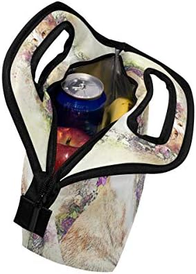 Lancheira de lancheira ALAZA Caixa de almoço congelável para crianças garotas meninas e homens, artística Cat Cooler Portable Zipper Bag Tote for Work School Picnic
