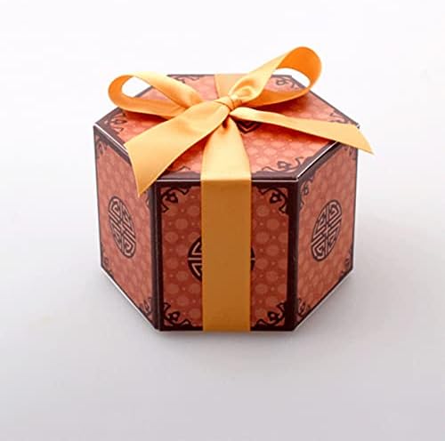 50pcs Vintage Creative Hexagonal Small Candy Box Packaging dobring Dobring Ano de Festas de Férias do Ano Novo Caixa de presente
