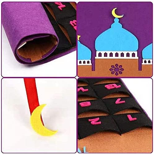 1pc Eid Mubarak Diy sentiu o calendário do Ramadã com bolso para crianças presentes de contagem regressiva decoração de festas balram de festas calendário muçulmano k5k5