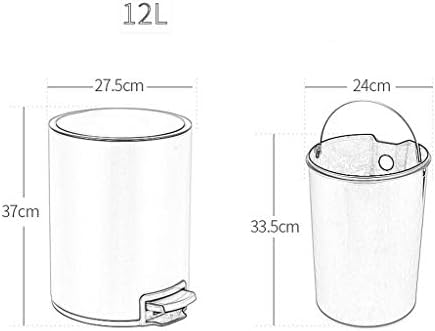Lata de lixo wxxgy, lixo de 12l lata de lata de pedal para lixo de aço inoxidável de cozinha pode lixo de banheiro próximo com tampa e balde interno removível/branco