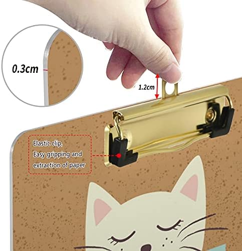 Alaza Hello Fall Fall Cat Coffee Brown Clipboards For Kids Mulheres Mulheres CLIP de plástico de plástico de plástico, 9 x 12,5 in, clipe de ouro
