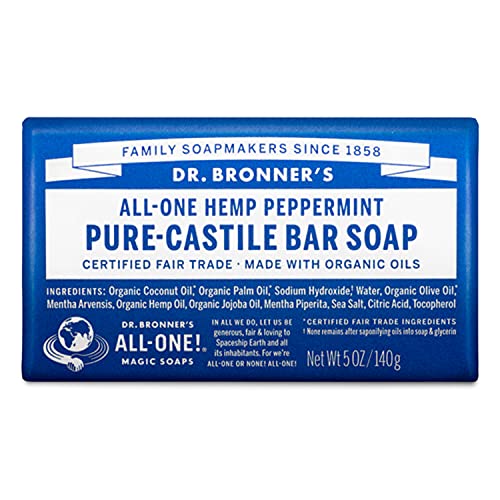 Dr. Bronner's-Sabão de barra puro-feita com óleos orgânicos, para rosto, corpo e cabelo, gentil e hidratante, biodegradável, vegano,