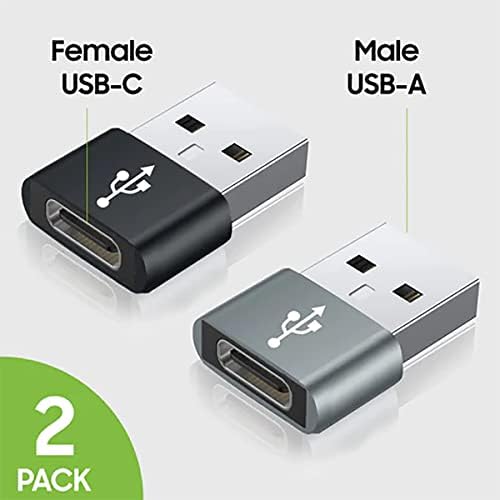 Usb-C fêmea para USB Adaptador rápido compatível com seu Samsung Galaxy M02s para Charger, Sync, dispositivos OTG